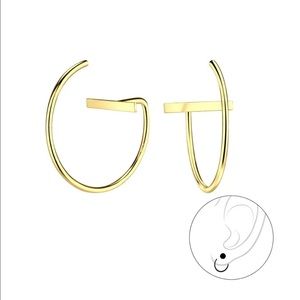 925 Sterling Silver Gold Thread Through Earrings